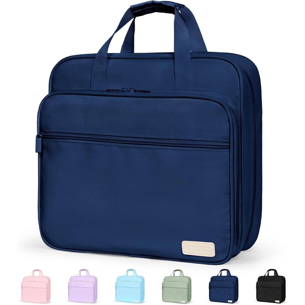 2 Inch 3 Ring Zipper Binder Bag Blue File Organizer 5 Dividers Holds 900 Sheets